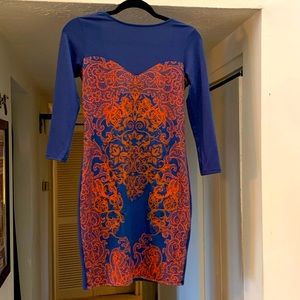 Long sleeve, scoop back beaded dress